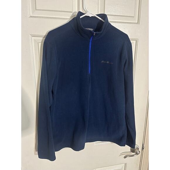 Eddie Bauer Men’s Quarter-Zip Fleece Pullover – Navy Blue (Size M) - Picture 1 of 5